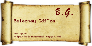 Beleznay Géza névjegykártya
